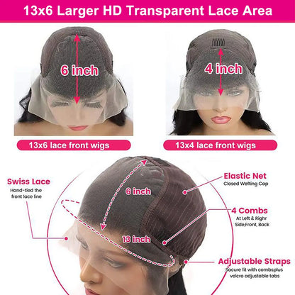 13x6 HD Transparent Lace Body Wave Wig